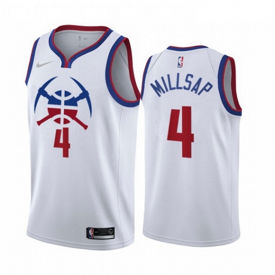 Men Denver Nuggets 4 Paul Millsap White NBA Swingman 2020 21 Earned Edition Jersey Men Denver Nuggets 4 Paul Millsap White NBA Swingman 2020 21 Earned Edition Jersey