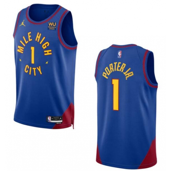 Men Denver Nuggets Jordan Brand Michael Porter Jr. #1 2022 23 Statement Edition Swingman Jersey Blue Men Denver Nuggets Jordan Brand Michael Porter Jr. #1 2022 23 Statement Edition Swingman Jersey Blue