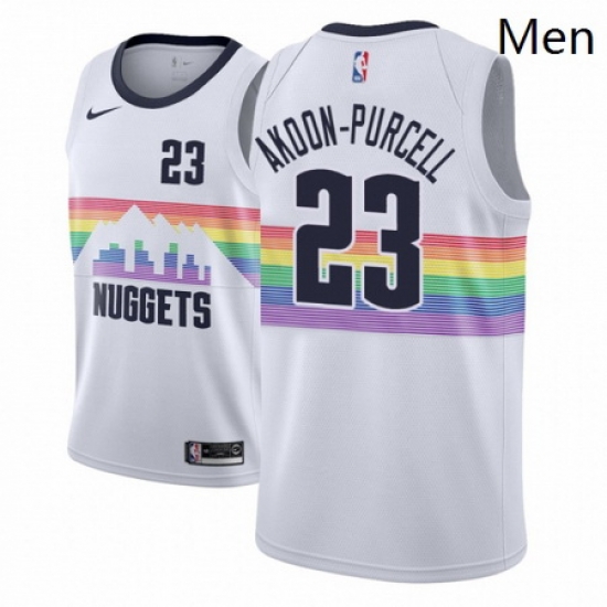Men NBA 2018 19 Denver Nuggets 23 DeVaughn Akoon Purcell City Edition White Jersey Men NBA 2018 19 Denver Nuggets 23 DeVaughn Akoon Purcell City Edition White Jersey