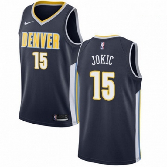 Mens Nike Denver Nuggets 15 Nikola Jokic Authentic Navy Blue Road NBA Jersey Icon Edition Mens Nike Denver Nuggets 15 Nikola Jokic Authentic Navy Blue Road NBA Jersey Icon Edition