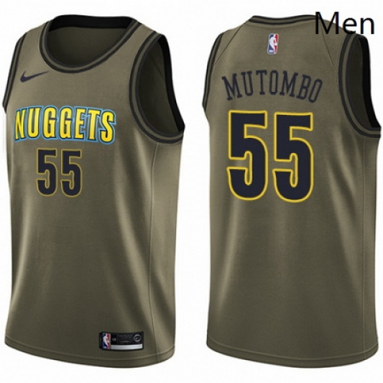 Mens Nike Denver Nuggets 55 Dikembe Mutombo Swingman Green Salute to Service NBA Jersey Mens Nike Denver Nuggets 55 Dikembe Mutombo Swingman Green Salute to Service NBA Jersey