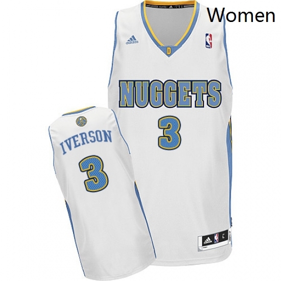 Womens Adidas Denver Nuggets 3 Allen Iverson Swingman White Home NBA Jersey Womens Adidas Denver Nuggets 3 Allen Iverson Swingman White Home NBA Jersey