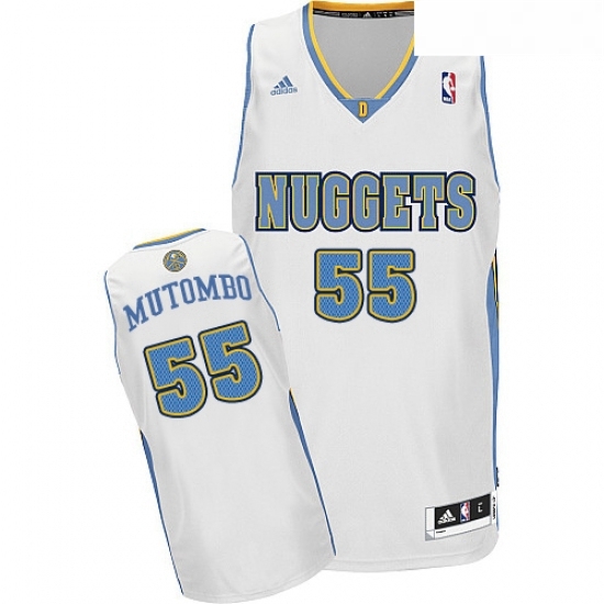 Womens Adidas Denver Nuggets 55 Dikembe Mutombo Swingman White Home NBA Jersey Womens Adidas Denver Nuggets 55 Dikembe Mutombo Swingman White Home NBA Jersey