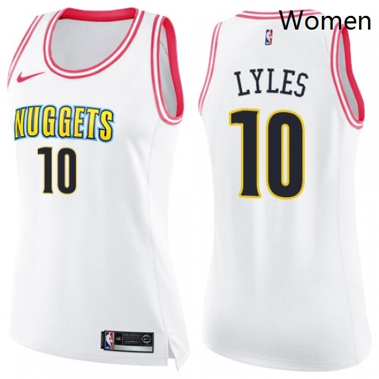 Womens Nike Denver Nuggets 10 Trey Lyles Swingman WhitePink Fashion NBA Jersey Womens Nike Denver Nuggets 10 Trey Lyles Swingman WhitePink Fashion NBA Jersey