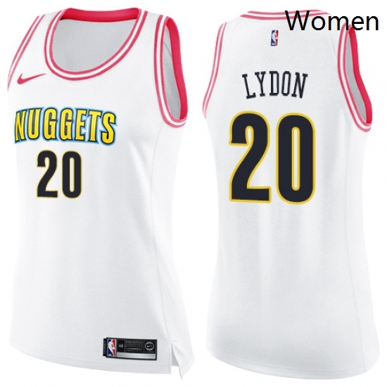 Womens Nike Denver Nuggets 20 Tyler Lydon Swingman WhitePink Fashion NBA Jersey Womens Nike Denver Nuggets 20 Tyler Lydon Swingman WhitePink Fashion NBA Jersey