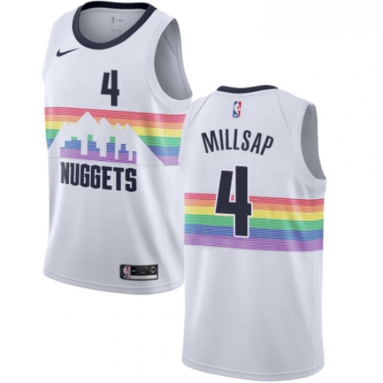Womens Nike Denver Nuggets 4 Paul Millsap Swingman White NBA Jersey City Edition Womens Nike Denver Nuggets 4 Paul Millsap Swingman White NBA Jersey City Edition