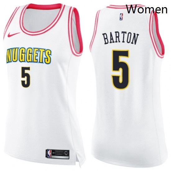 Womens Nike Denver Nuggets 5 Will Barton Swingman WhitePink Fashion NBA Jersey Womens Nike Denver Nuggets 5 Will Barton Swingman WhitePink Fashion NBA Jersey
