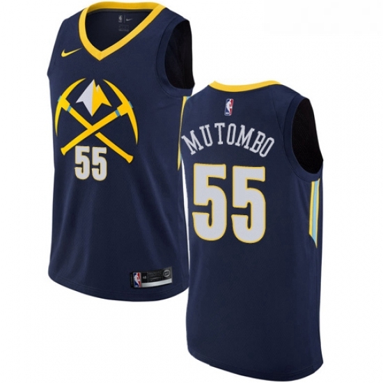 Womens Nike Denver Nuggets 55 Dikembe Mutombo Swingman Navy Blue NBA Jersey City Edition Womens Nike Denver Nuggets 55 Dikembe Mutombo Swingman Navy Blue NBA Jersey City Edition