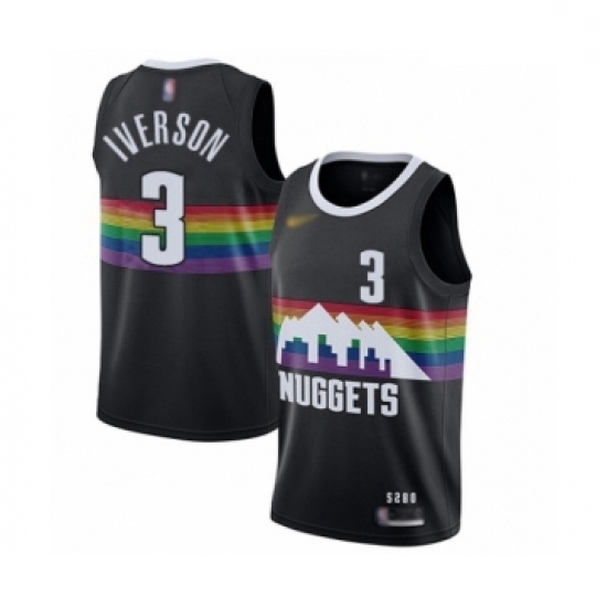 Youth Denver Nuggets #3 Allen Iverson Swingman Black Basketball Jersey - 2019 20 City Edition Youth Denver Nuggets #3 Allen Iverson Swingman Black Basketball Jersey - 2019 20 City Edition