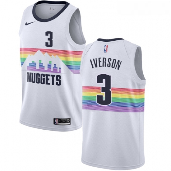 Youth Nike Denver Nuggets 3 Allen Iverson Swingman White NBA Jersey City Edition Youth Nike Denver Nuggets 3 Allen Iverson Swingman White NBA Jersey City Edition