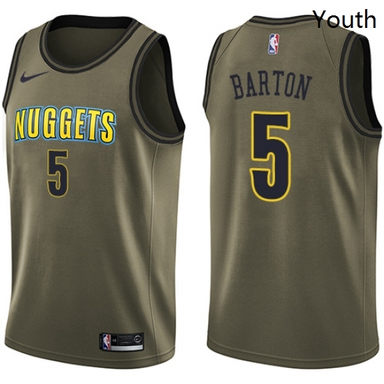 Youth Nike Denver Nuggets 5 Will Barton Swingman Green Salute to Service NBA Jersey Youth Nike Denver Nuggets 5 Will Barton Swingman Green Salute to Service NBA Jersey