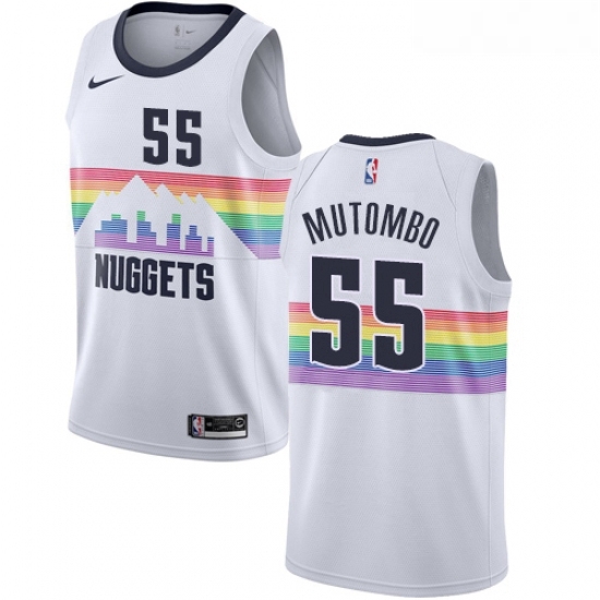 Youth Nike Denver Nuggets 55 Dikembe Mutombo Swingman White NBA Jersey City Edition Youth Nike Denver Nuggets 55 Dikembe Mutombo Swingman White NBA Jersey City Edition
