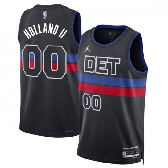 Men Detroit Pistons 00 Ron Holland II Black 2024 Statement Edition Stitched Basketball Jersey Men Detroit Pistons 00 Ron Holland II Black 2024 Statement Edition Stitched Basketball Jersey