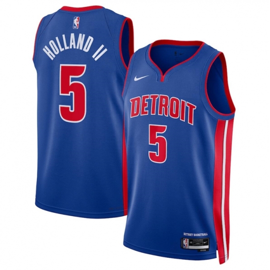Men Detroit Pistons 5 Ron Holland II Blue 2024 Draft Icon Edition Stitched Jersey Men Detroit Pistons 5 Ron Holland II Blue 2024 Draft Icon Edition Stitched Jersey