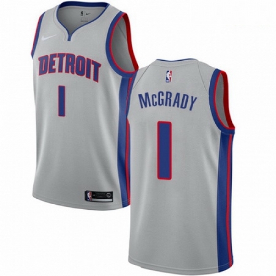 Mens Nike Detroit Pistons 1 Tracy McGrady Authentic Silver NBA Jersey Statement Edition Mens Nike Detroit Pistons 1 Tracy McGrady Authentic Silver NBA Jersey Statement Edition