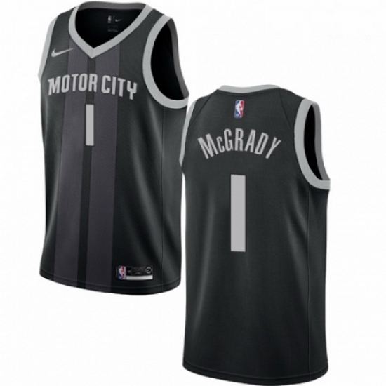 Mens Nike Detroit Pistons 1 Tracy McGrady Swingman Black NBA Jersey City Edition Mens Nike Detroit Pistons 1 Tracy McGrady Swingman Black NBA Jersey City Edition