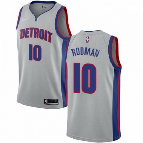 Mens Nike Detroit Pistons 10 Dennis Rodman Authentic Silver NBA Jersey Statement Edition Mens Nike Detroit Pistons 10 Dennis Rodman Authentic Silver NBA Jersey Statement Edition