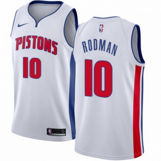 Mens Nike Detroit Pistons 10 Dennis Rodman Swingman White Home NBA Jersey Association Edition Mens Nike Detroit Pistons 10 Dennis Rodman Swingman White Home NBA Jersey Association Edition