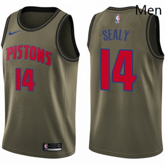 Mens Nike Detroit Pistons 14 Malik Sealy Green Salute to Service NBA Swingman Jersey Mens Nike Detroit Pistons 14 Malik Sealy Green Salute to Service NBA Swingman Jersey