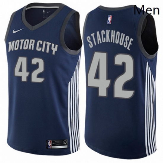 Mens Nike Detroit Pistons 42 Jerry Stackhouse Authentic Navy Blue NBA Jersey City Edition Mens Nike Detroit Pistons 42 Jerry Stackhouse Authentic Navy Blue NBA Jersey City Edition