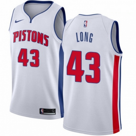 Mens Nike Detroit Pistons 43 Grant Long Authentic White Home NBA Jersey Association Edition Mens Nike Detroit Pistons 43 Grant Long Authentic White Home NBA Jersey Association Edition