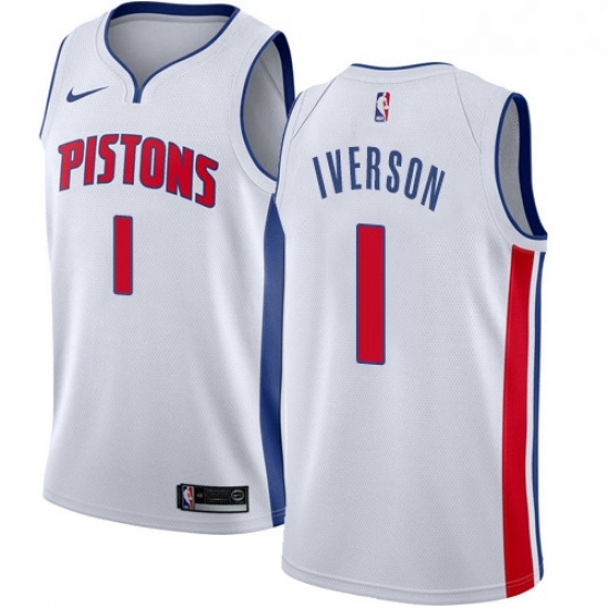 Womens Nike Detroit Pistons 1 Allen Iverson Authentic White Home NBA Jersey Association Edition Womens Nike Detroit Pistons 1 Allen Iverson Authentic White Home NBA Jersey Association Edition