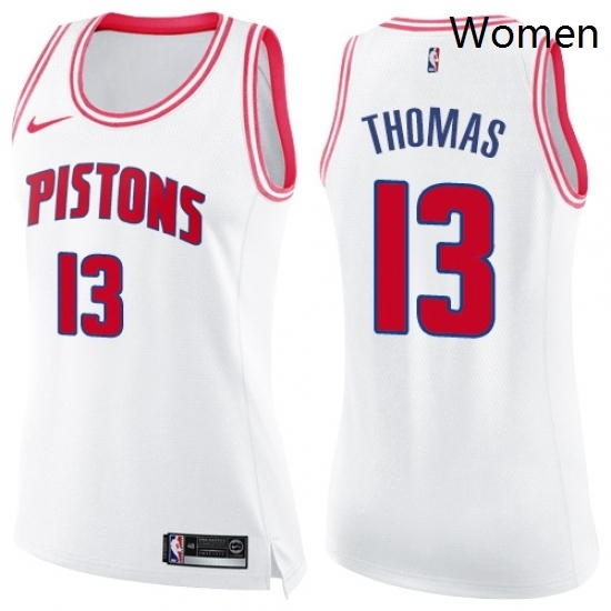 Womens Nike Detroit Pistons 13 Khyri Thomas Swingman White Pink Fashion NBA Jersey Womens Nike Detroit Pistons 13 Khyri Thomas Swingman White Pink Fashion NBA Jersey