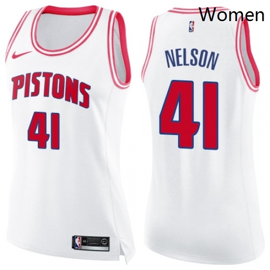 Womens Nike Detroit Pistons 41 Jameer Nelson Swingman White Pink Fashion NBA Jersey Womens Nike Detroit Pistons 41 Jameer Nelson Swingman White Pink Fashion NBA Jersey