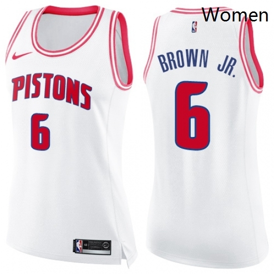 Womens Nike Detroit Pistons 6 Bruce Brown Jr Swingman White Pink Fashion NBA Jersey Womens Nike Detroit Pistons 6 Bruce Brown Jr Swingman White Pink Fashion NBA Jersey