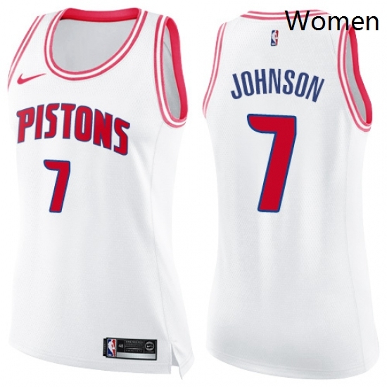 Womens Nike Detroit Pistons 7 Stanley Johnson Swingman WhitePink Fashion NBA Jersey Womens Nike Detroit Pistons 7 Stanley Johnson Swingman WhitePink Fashion NBA Jersey