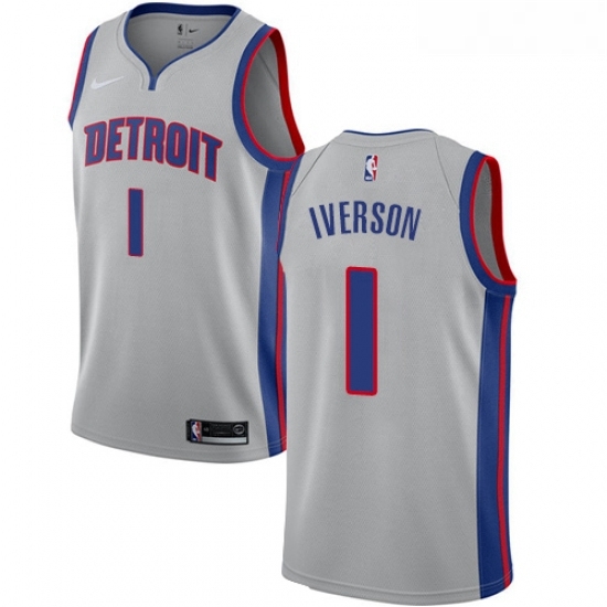 Youth Nike Detroit Pistons 1 Allen Iverson Swingman Silver NBA Jersey Statement Edition Youth Nike Detroit Pistons 1 Allen Iverson Swingman Silver NBA Jersey Statement Edition