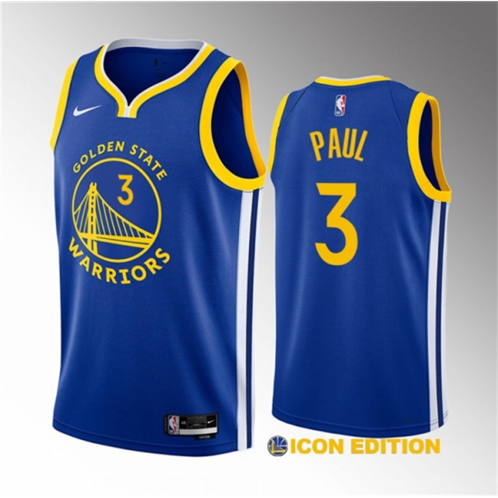 Men Golden State Warriors 3 Chris Paul Blue Icon Edition Stitched Basketball Jersey Men Golden State Warriors 3 Chris Paul Blue Icon Edition Stitched Basketball Jersey