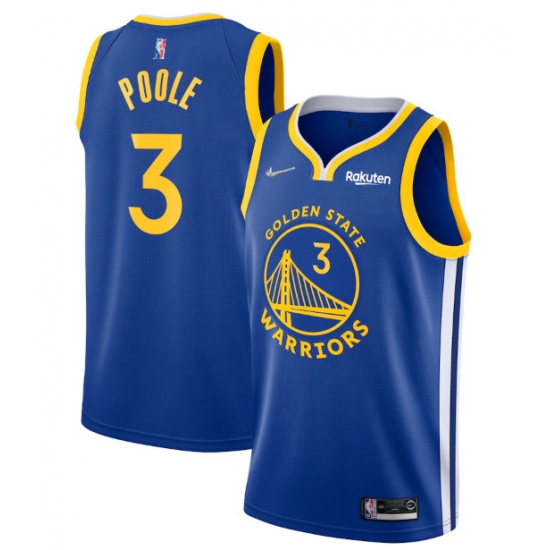 Men's Golden State Warriors #3 Jordan Poole 2022 Royal 75th Anniversary Stitched Jersey Men's Golden State Warriors #3 Jordan Poole 2022 Royal 75th Anniversary Stitched Jersey