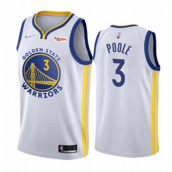 Men's Golden State Warriors #3 Jordan Poole 2022 White 75th Anniversary Stitched Jersey Men's Golden State Warriors #3 Jordan Poole 2022 White 75th Anniversary Stitched Jersey