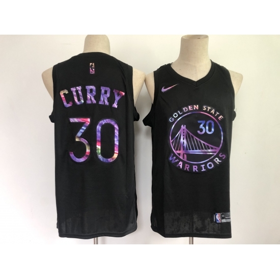 Men's Golden State Warriors #30 Stephen Curry Black Iridescent Holographic 2021 Jersey Men's Golden State Warriors #30 Stephen Curry Black Iridescent Holographic 2021 Jersey