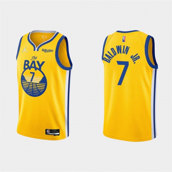 Men's Golden State Warriors #7 Patrick Baldwin Jr. 2022 Yellow Stitched Basketball Jersey Men's Golden State Warriors #7 Patrick Baldwin Jr. 2022 Yellow Stitched Basketball Jersey