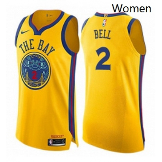 Womens Nike Golden State Warriors 2 Jordan Bell Swingman Gold NBA Jersey City Edition 