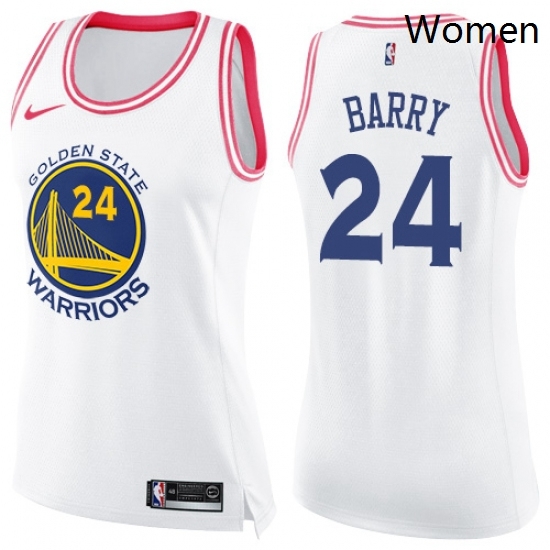 Womens Nike Golden State Warriors 24 Rick Barry Swingman WhitePink Fashion NBA Jersey Womens Nike Golden State Warriors 24 Rick Barry Swingman WhitePink Fashion NBA Jersey