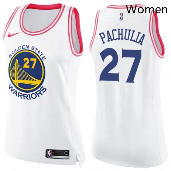 Womens Nike Golden State Warriors 27 Zaza Pachulia Swingman WhitePink Fashion NBA Jersey Womens Nike Golden State Warriors 27 Zaza Pachulia Swingman WhitePink Fashion NBA Jersey