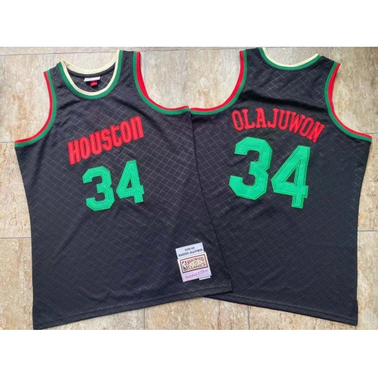 Houston Rockets 34 Hakeem Olajuwon Black 1993 94 Hardwood Classics Jersey Houston Rockets 34 Hakeem Olajuwon Black 1993 94 Hardwood Classics Jersey