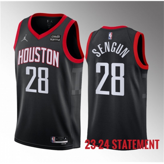 Men Houston Rockets 28 Alperen Sengun Black 2023 Statement Edition Stitched Basketball Jersey Men Houston Rockets 28 Alperen Sengun Black 2023 Statement Edition Stitched Basketball Jersey