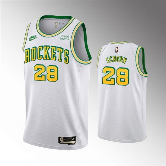 Men Houston Rockets 28 Alperen Sengun White Swingman Classic Edition Stitched Basketball Jersey Men Houston Rockets 28 Alperen Sengun White Swingman Classic Edition Stitched Basketball Jersey