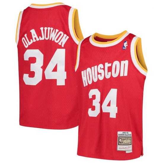 Men Houston Rockets Hakeem Olajuwon 34 Red Mitchell Ness NBA Jersey Men Houston Rockets Hakeem Olajuwon 34 Red Mitchell Ness NBA Jersey