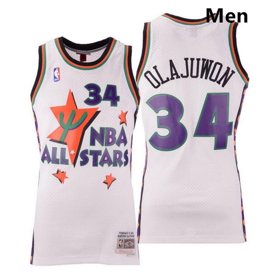 Men Houston Rockets Mitchell Ness White Assorted Hakeem Olajuwon Nba All Star 1995 Swingman Jersey Men Houston Rockets Mitchell Ness White Assorted Hakeem Olajuwon Nba All Star 1995 Swingman Jersey