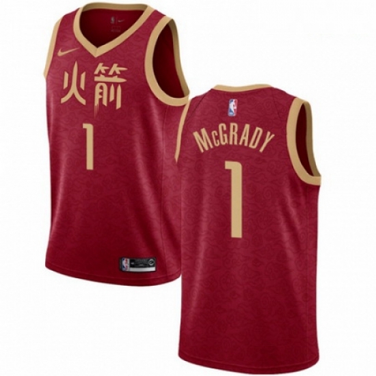 Mens Nike Houston Rockets 1 Tracy McGrady Swingman Red NBA Jersey 2018 19 City Edition Mens Nike Houston Rockets 1 Tracy McGrady Swingman Red NBA Jersey 2018 19 City Edition