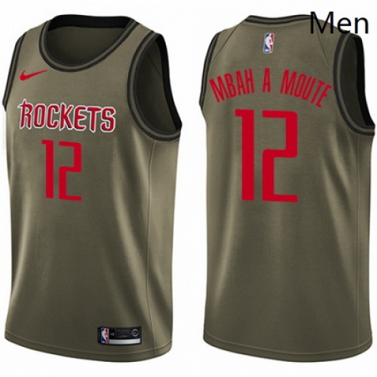 Mens Nike Houston Rockets 12 Luc Mbah a Moute Swingman Green Salute to Service NBA Jersey Mens Nike Houston Rockets 12 Luc Mbah a Moute Swingman Green Salute to Service NBA Jersey