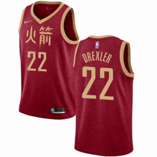 Mens Nike Houston Rockets 22 Clyde Drexler Swingman Red NBA Jersey 2018 19 City Edition Mens Nike Houston Rockets 22 Clyde Drexler Swingman Red NBA Jersey 2018 19 City Edition