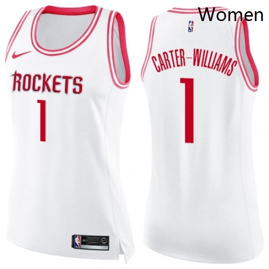 Womens Nike Houston Rockets 1 Michael Carter Williams Swingman White Pink Fashion NBA Jersey Womens Nike Houston Rockets 1 Michael Carter Williams Swingman White Pink Fashion NBA Jersey