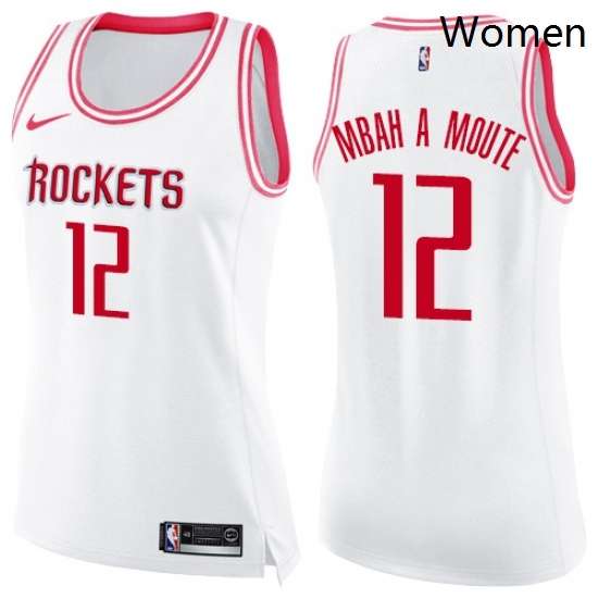 Womens Nike Houston Rockets 12 Luc Mbah a Moute Swingman WhitePink Fashion NBA Jersey Womens Nike Houston Rockets 12 Luc Mbah a Moute Swingman WhitePink Fashion NBA Jersey