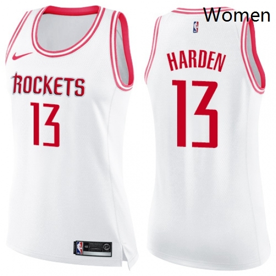 Womens Nike Houston Rockets 13 James Harden Swingman WhitePink Fashion NBA Jersey Womens Nike Houston Rockets 13 James Harden Swingman WhitePink Fashion NBA Jersey